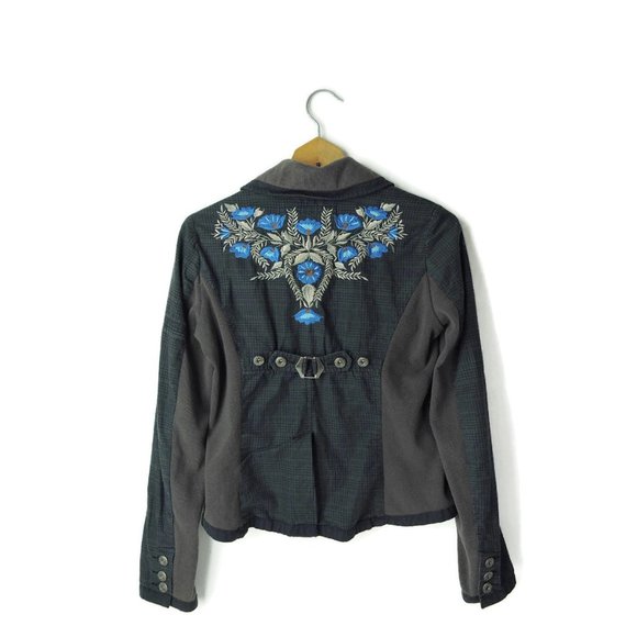 Free People Jackets & Blazers - Free People jacket blue flower back embroidery